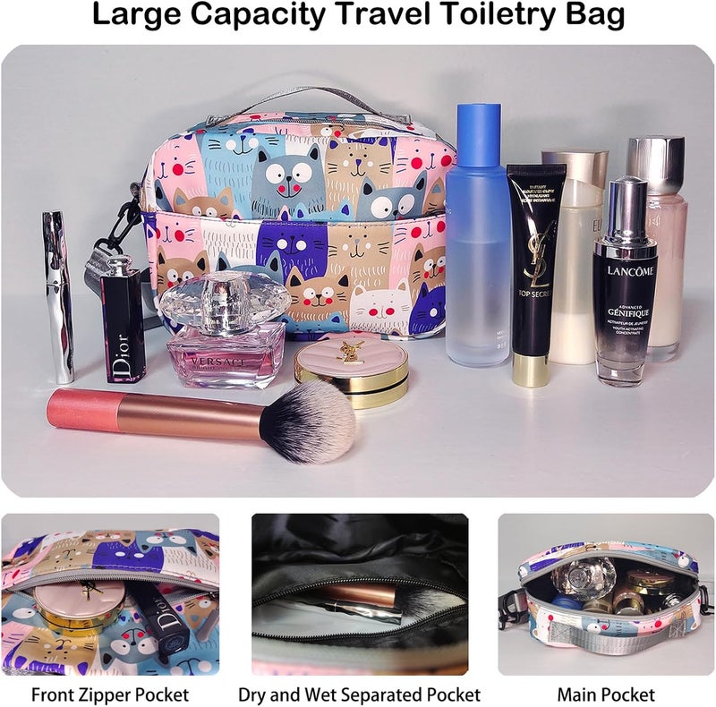NWLR Travel Duffle Bag Weekender Overnight Bag Gym Tote with Wet Pocket for Women Girls Workout Duffel Bag Water Resistant (W-Cute Dinosaurs+Toiletry Bag) - Image 5